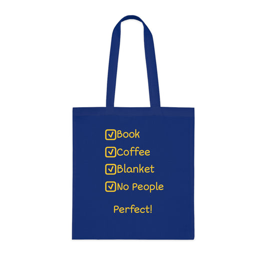 Tote Bag — ‘Book, Coffee, Blanket, No People’ Cozy Reading Tote