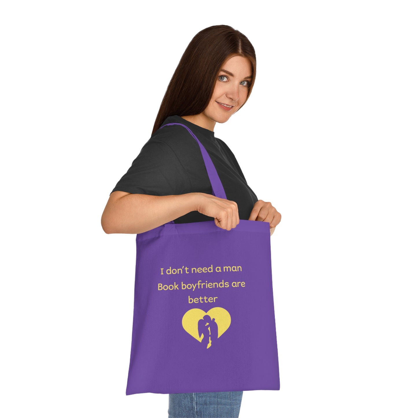Book Lover Tote — “I Don’t Need a Man, Book Boyfriends Are Better” Cotton Tote Bag