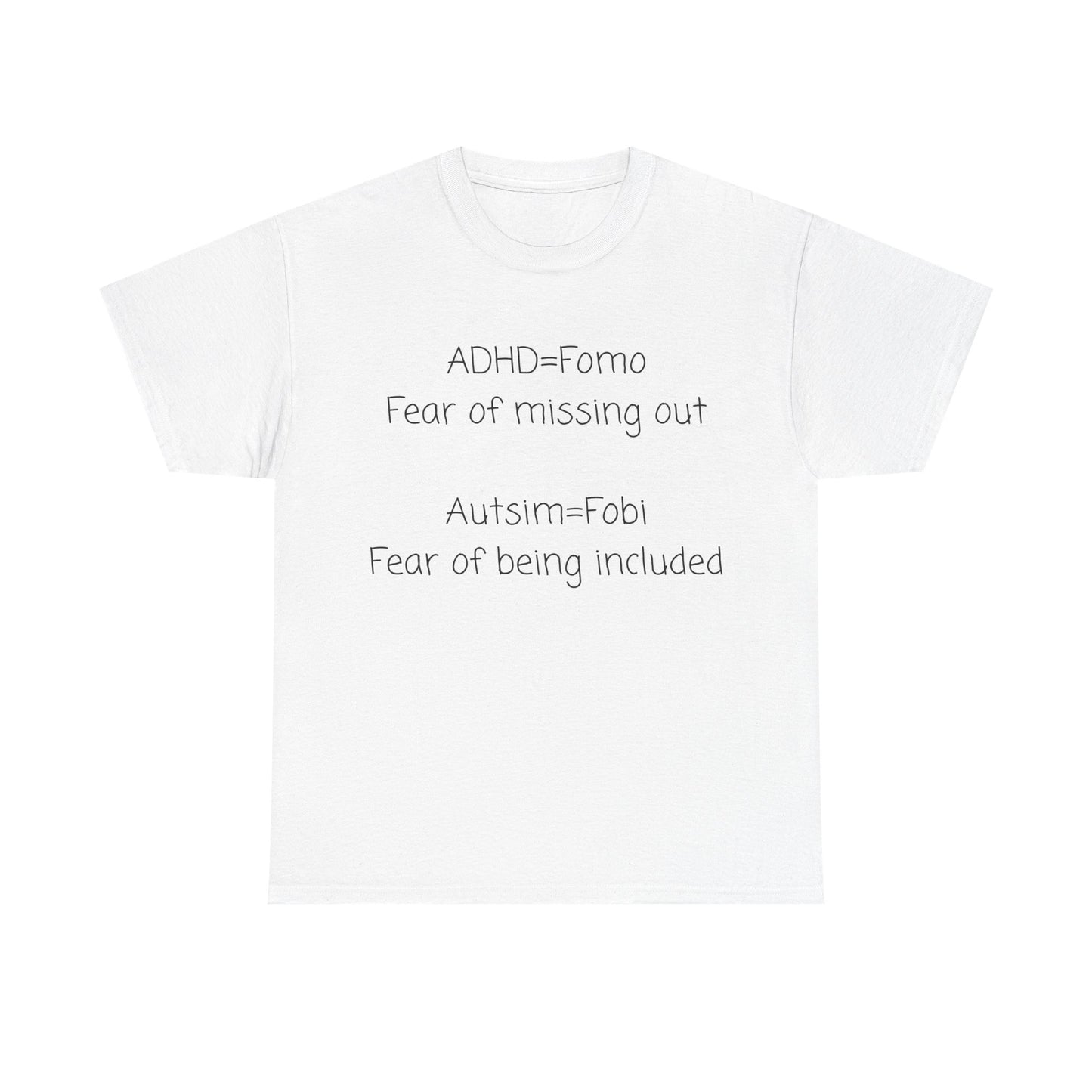 Autism & ADHD Awareness Tee — "ADHD = FOMO / Autism = Fobi" Cotton Shirt