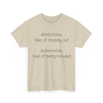 Autism & ADHD Awareness Tee — "ADHD = FOMO / Autism = Fobi" Cotton Shirt