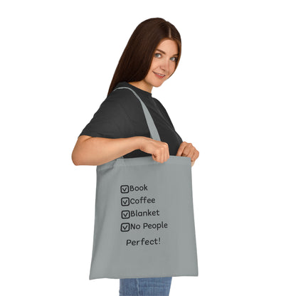 Tote Bag — Book, Coffee, Blanket, No People Checklist Tote (Perfect!)
