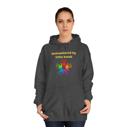 Hoodie — "Outnumbered by Little Hands" Colorful Kids' Handprint Family Pullover