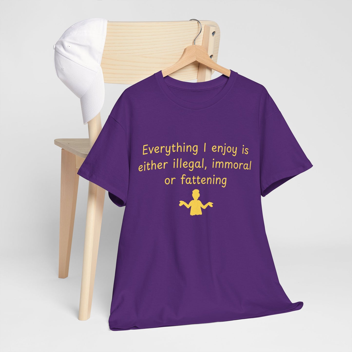 Graphic Tee — “Everything I enjoy is either illegal, immoral, or fattening” Yellow Design
