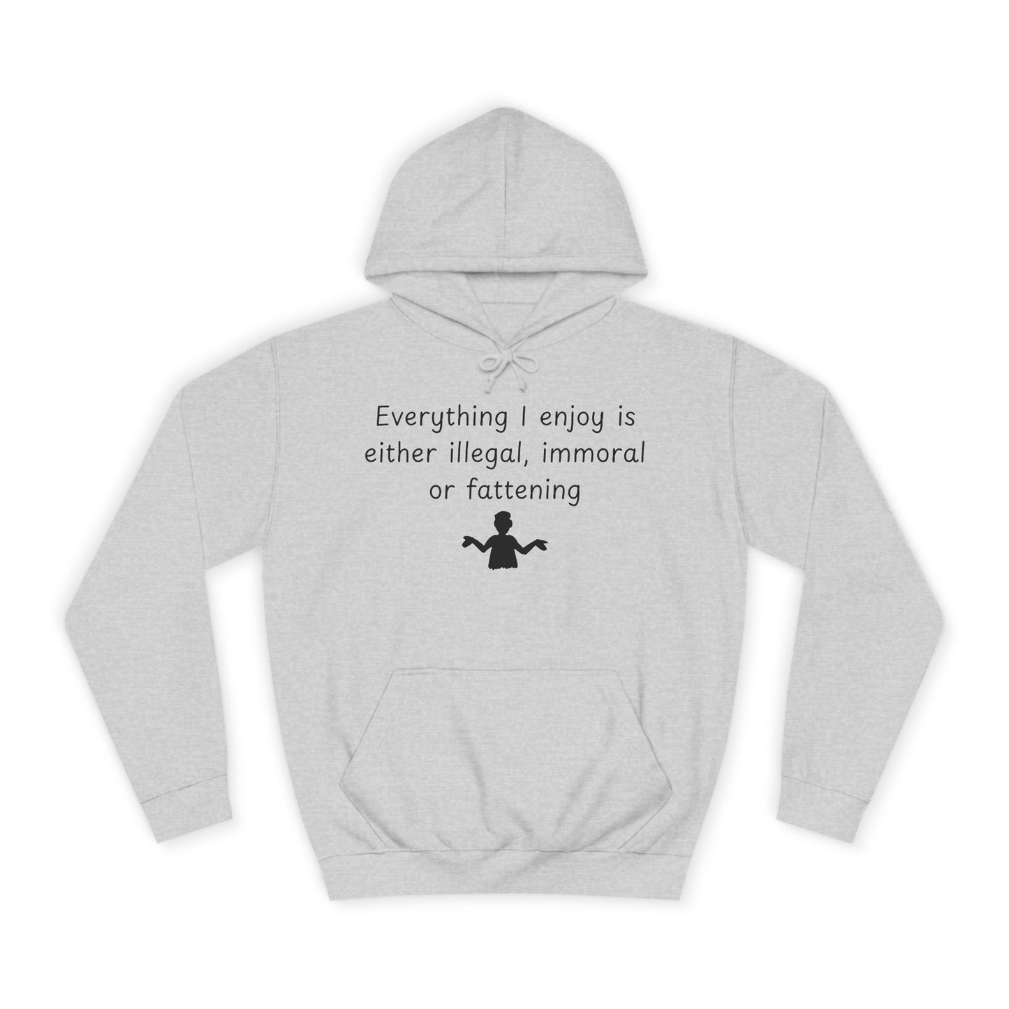 College Hoodie with Shrug Silhouette – Funny ‘I Don’t Know’ Campus Sweatshirt