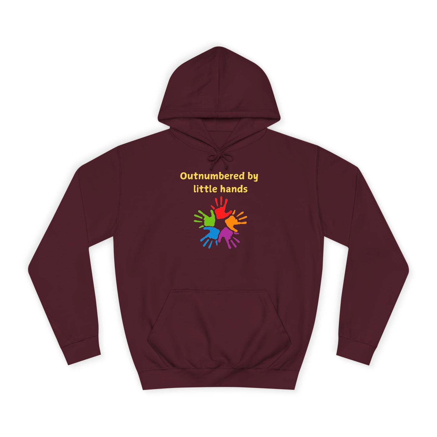 Hoodie — "Outnumbered by Little Hands" Colorful Kids' Handprint Family Pullover