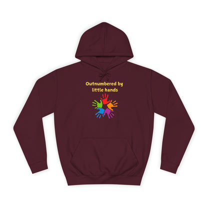 Hoodie — "Outnumbered by Little Hands" Colorful Kids' Handprint Family Pullover