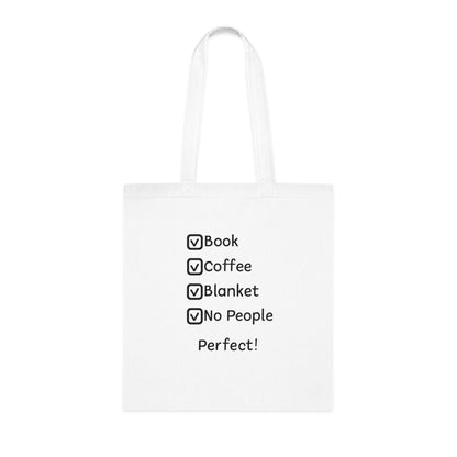 Tote Bag — Book, Coffee, Blanket, No People Checklist Tote (Perfect!)