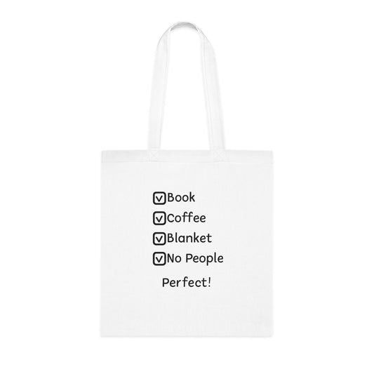 Tote Bag — Book, Coffee, Blanket, No People Checklist Tote (Perfect!)