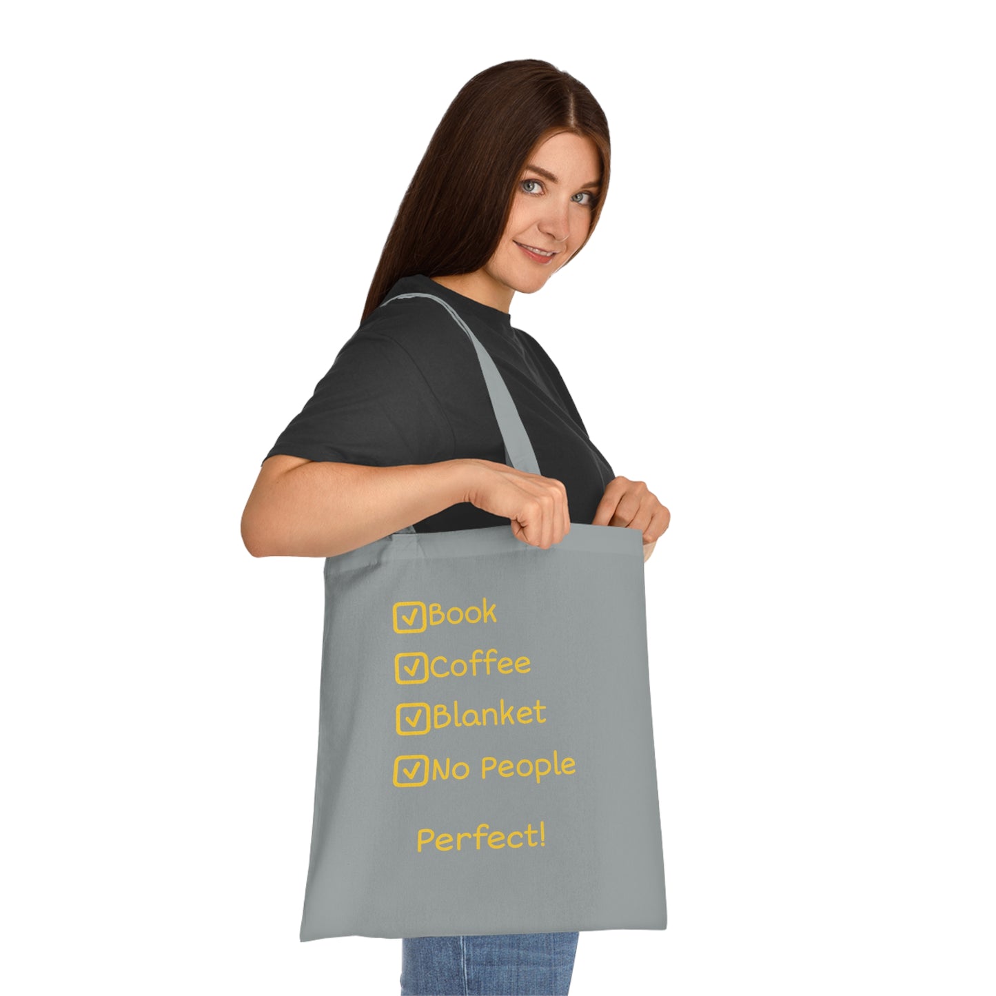 Tote Bag — ‘Book, Coffee, Blanket, No People’ Cozy Reading Tote