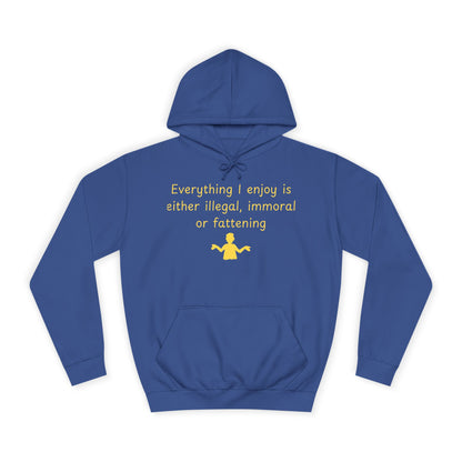 College Hoodie with Minimal Yellow Meditating Figure – Relaxed Campus Sweatshirt