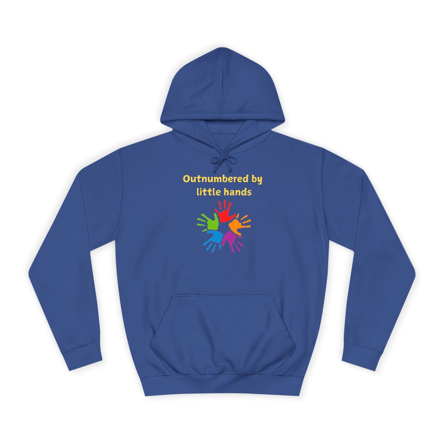Hoodie — "Outnumbered by Little Hands" Colorful Kids' Handprint Family Pullover