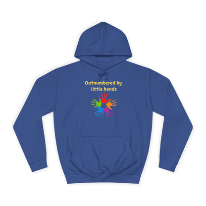 Hoodie — "Outnumbered by Little Hands" Colorful Kids' Handprint Family Pullover
