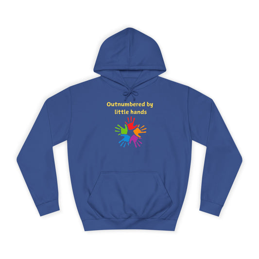 Hoodie — "Outnumbered by Little Hands" Colorful Kids' Handprint Family Pullover