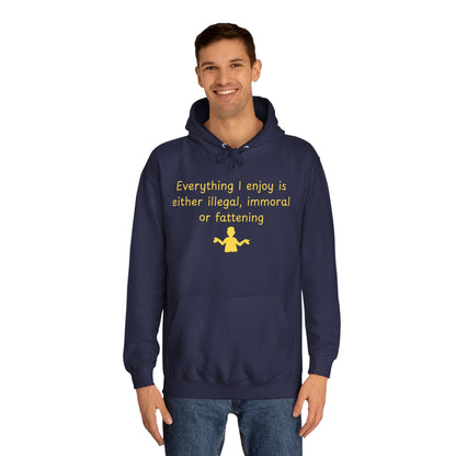 College Hoodie with Minimal Yellow Meditating Figure – Relaxed Campus Sweatshirt