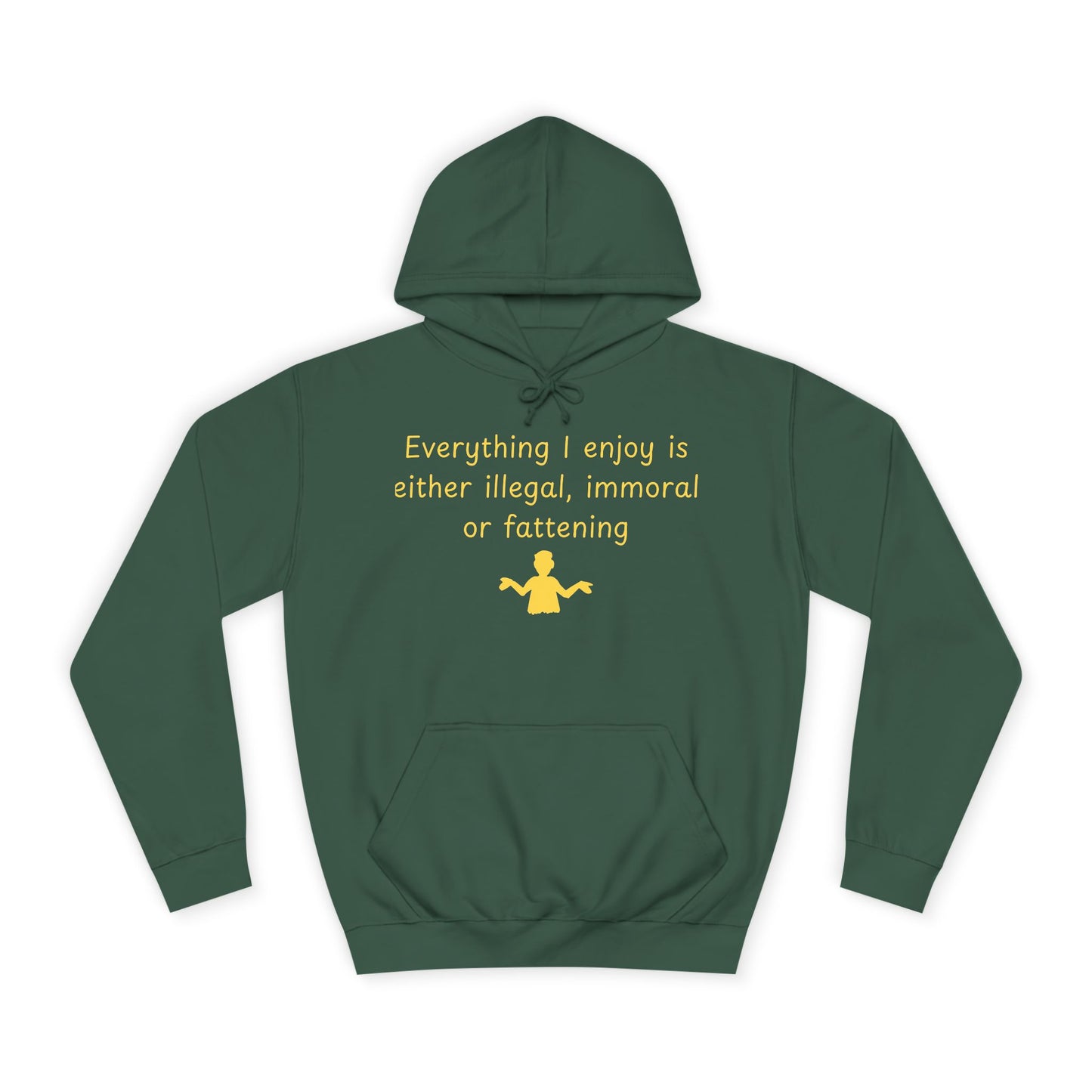 College Hoodie with Minimal Yellow Meditating Figure – Relaxed Campus Sweatshirt