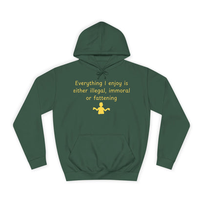 College Hoodie with Minimal Yellow Meditating Figure – Relaxed Campus Sweatshirt