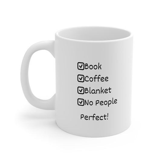 Book • Coffee • Blanket Mug — "No People" Cozy Reading Ceramic Coffee Cup (11oz, 15oz)