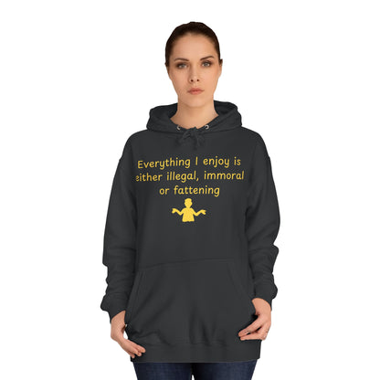 College Hoodie with Minimal Yellow Meditating Figure – Relaxed Campus Sweatshirt
