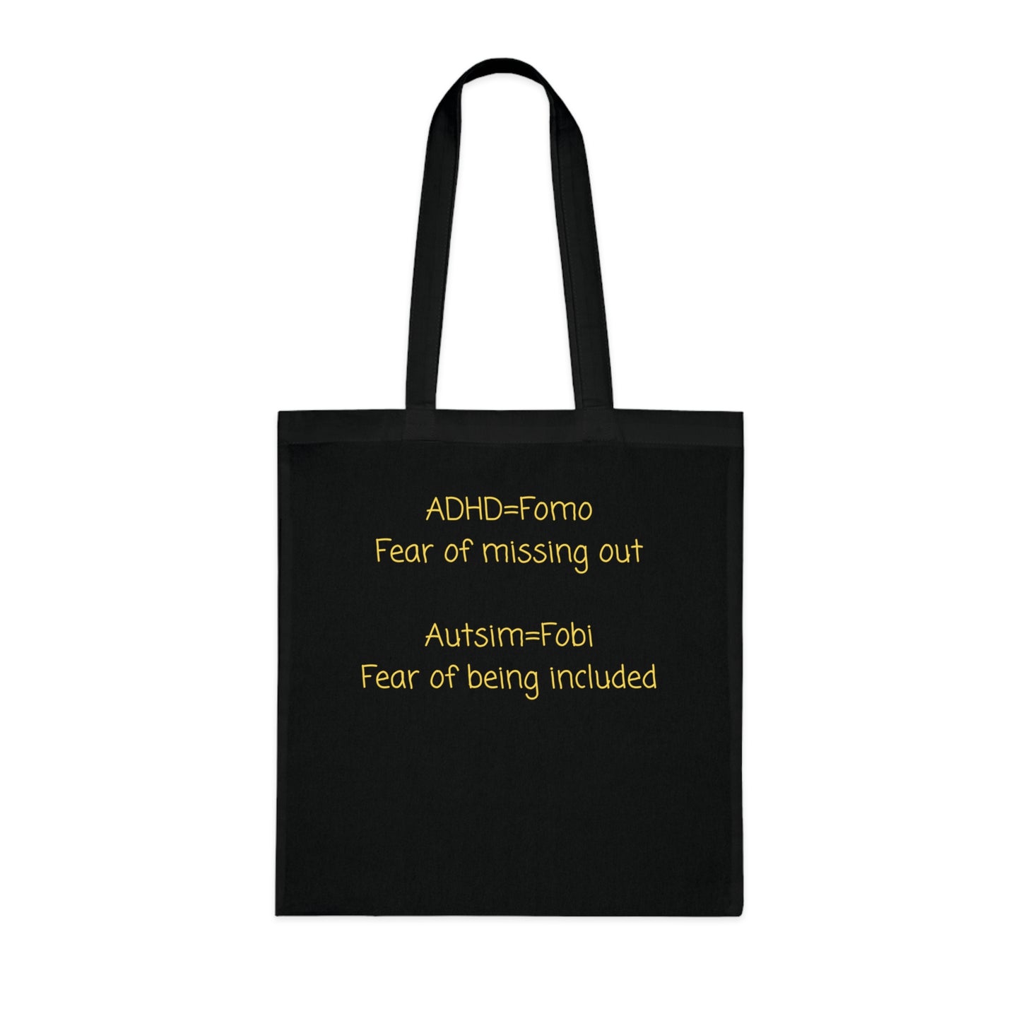 Autism & ADHD Tote Bag — “ADHD = Fomo, Autism = Fobi” Cotton Grocery Market Tote