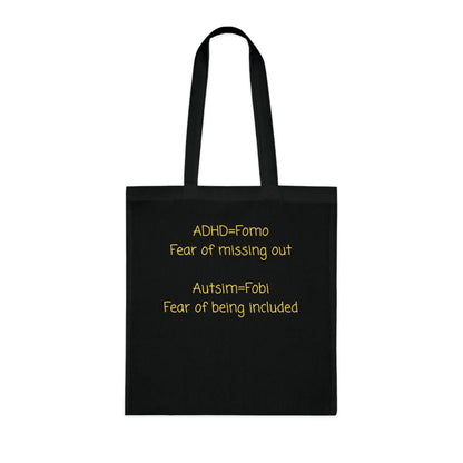 Autism & ADHD Tote Bag — “ADHD = Fomo, Autism = Fobi” Cotton Grocery Market Tote