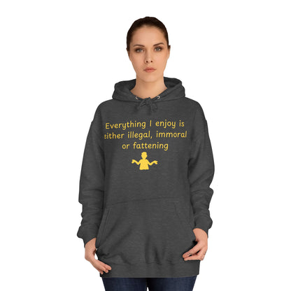 College Hoodie with Minimal Yellow Meditating Figure – Relaxed Campus Sweatshirt
