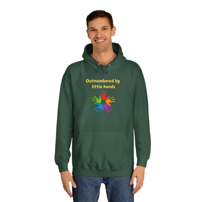 Hoodie — "Outnumbered by Little Hands" Colorful Kids' Handprint Family Pullover
