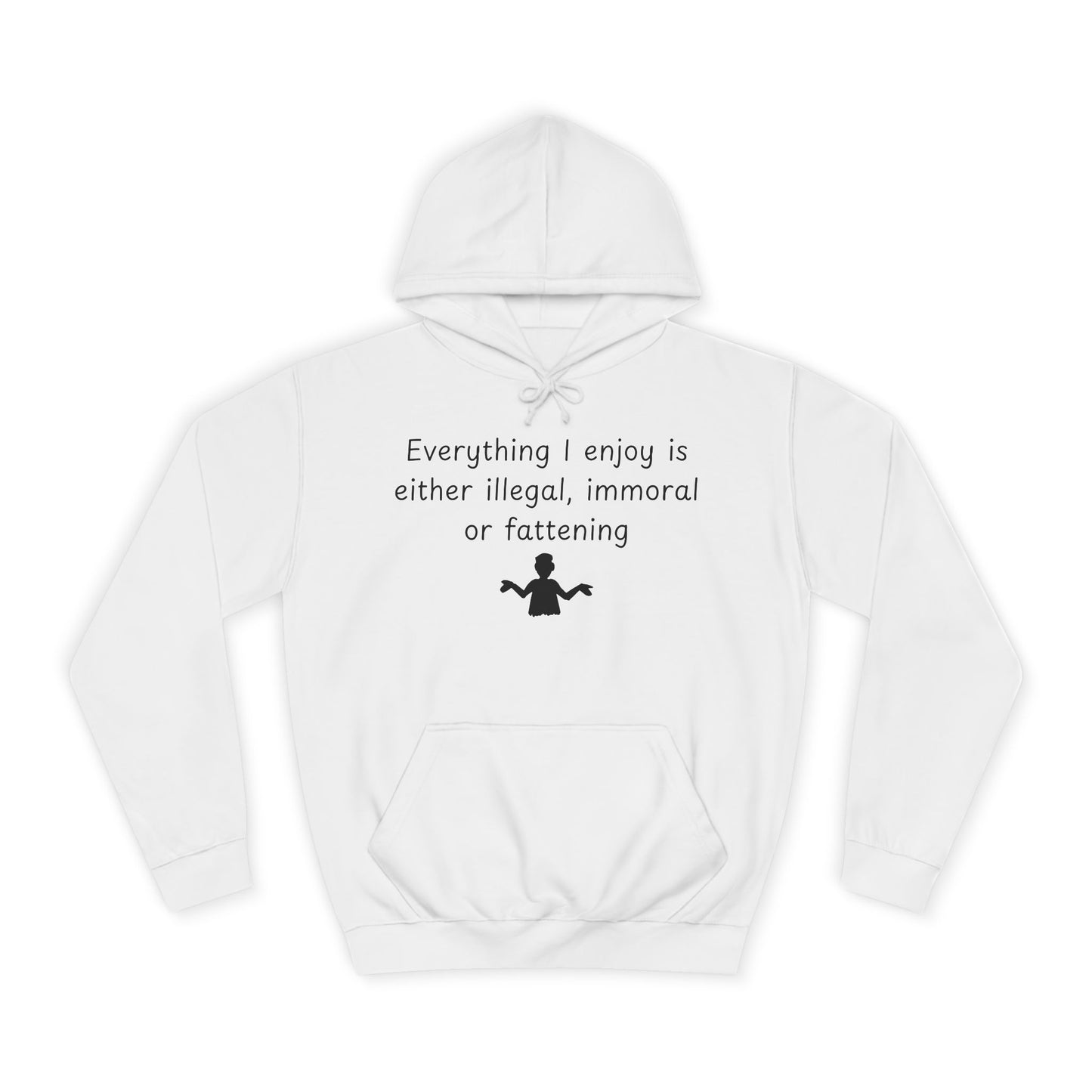 College Hoodie with Shrug Silhouette – Funny ‘I Don’t Know’ Campus Sweatshirt