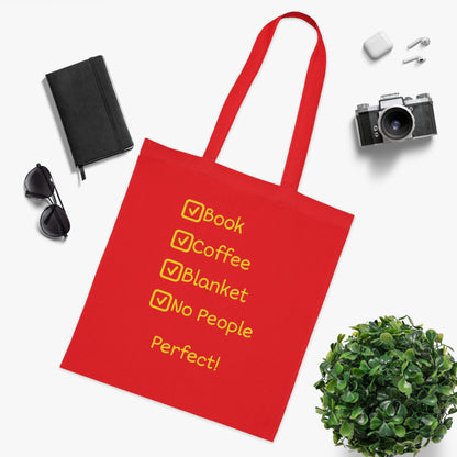 Tote Bag — ‘Book, Coffee, Blanket, No People’ Cozy Reading Tote
