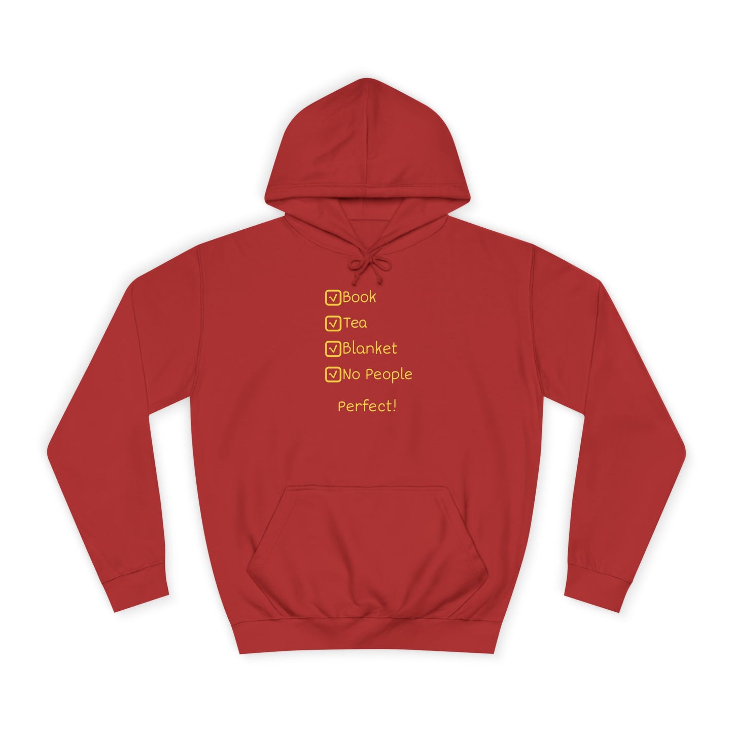 Hoodie — Checklist Design: Book, Tea, Blanket, No People – Cozy Introvert Gift
