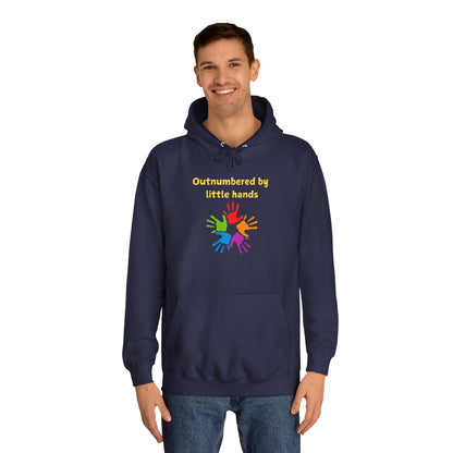 Hoodie — "Outnumbered by Little Hands" Colorful Kids' Handprint Family Pullover