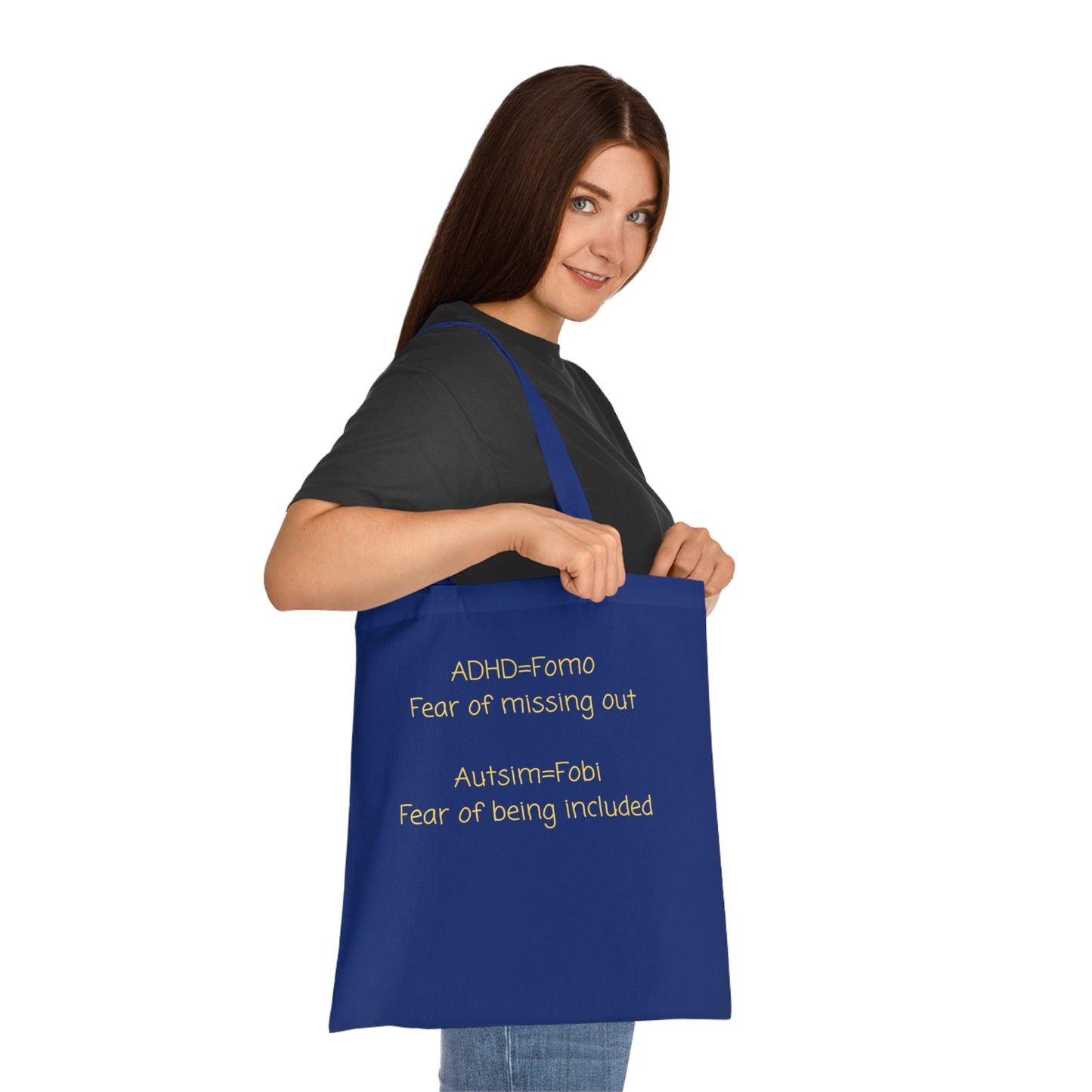 Autism & ADHD Tote Bag — “ADHD = Fomo, Autism = Fobi” Cotton Grocery Market Tote