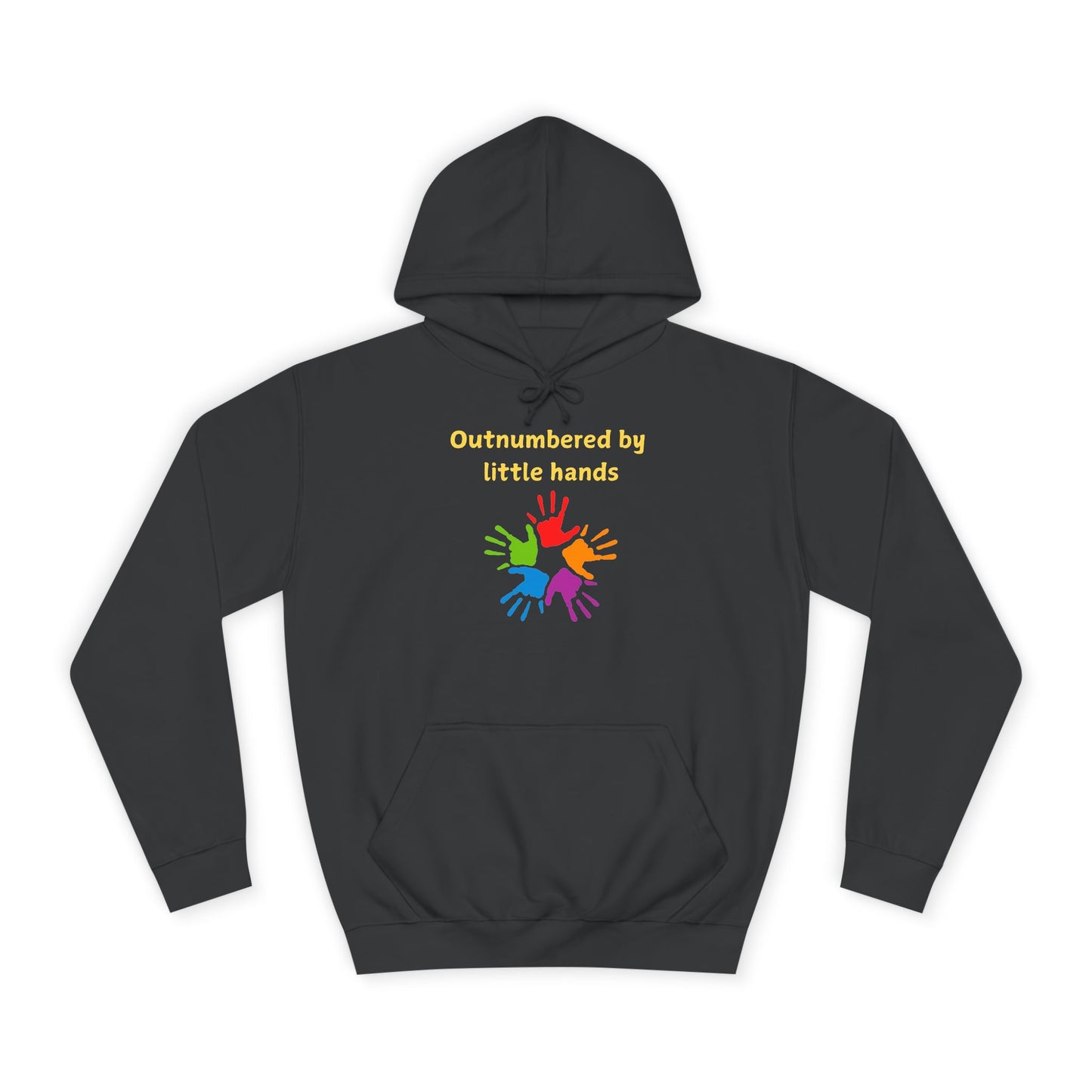 Hoodie — "Outnumbered by Little Hands" Colorful Kids' Handprint Family Pullover