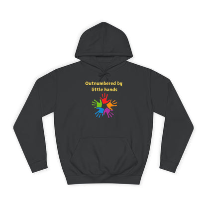 Hoodie — "Outnumbered by Little Hands" Colorful Kids' Handprint Family Pullover
