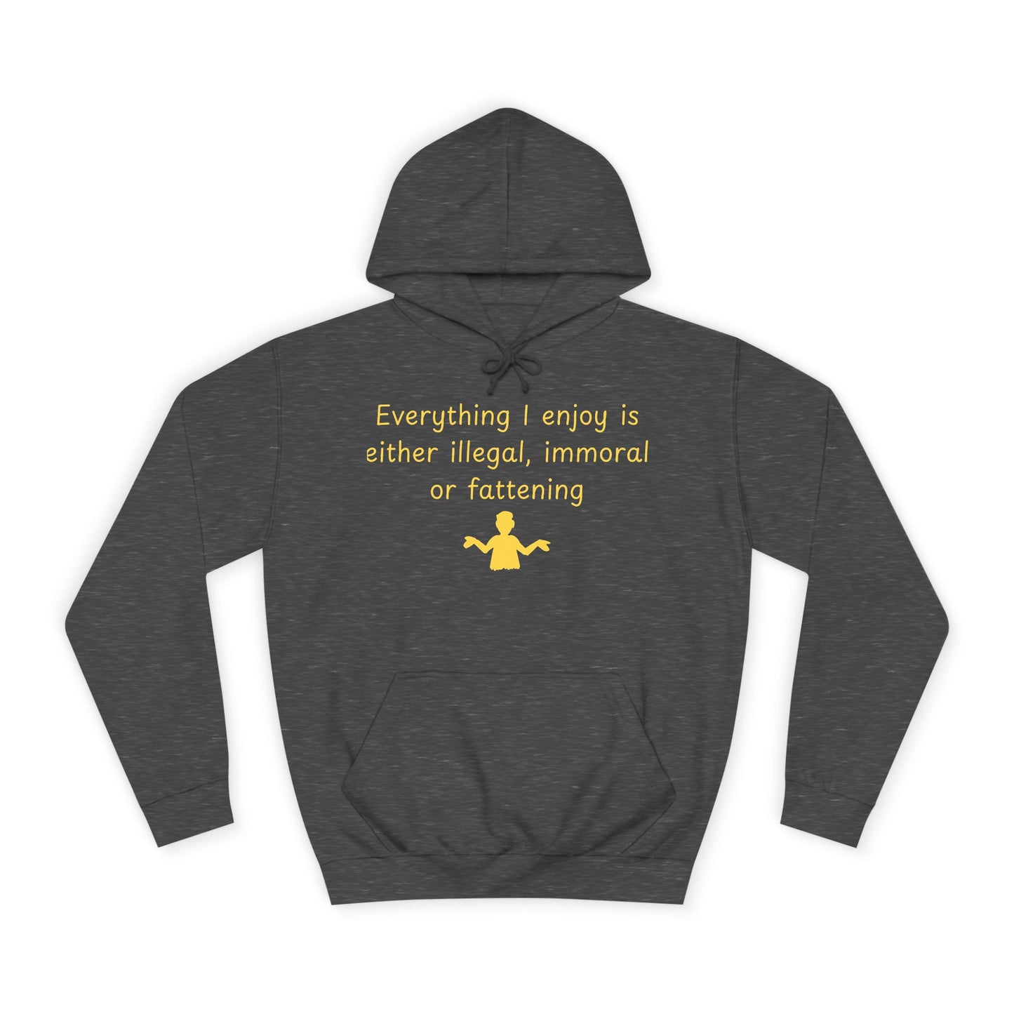 College Hoodie with Minimal Yellow Meditating Figure – Relaxed Campus Sweatshirt