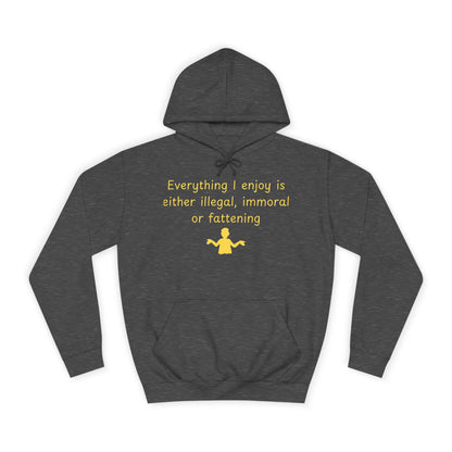 College Hoodie with Minimal Yellow Meditating Figure – Relaxed Campus Sweatshirt