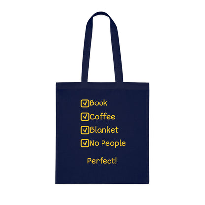 Tote Bag — ‘Book, Coffee, Blanket, No People’ Cozy Reading Tote