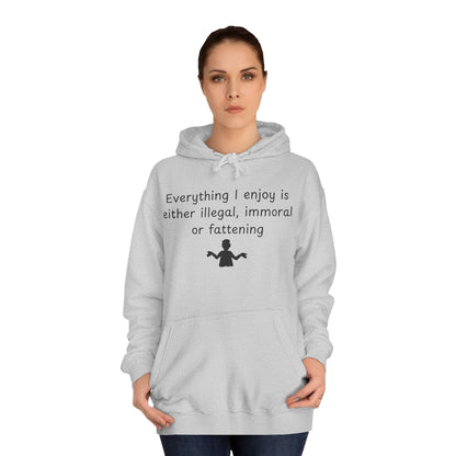 College Hoodie with Shrug Silhouette – Funny ‘I Don’t Know’ Campus Sweatshirt