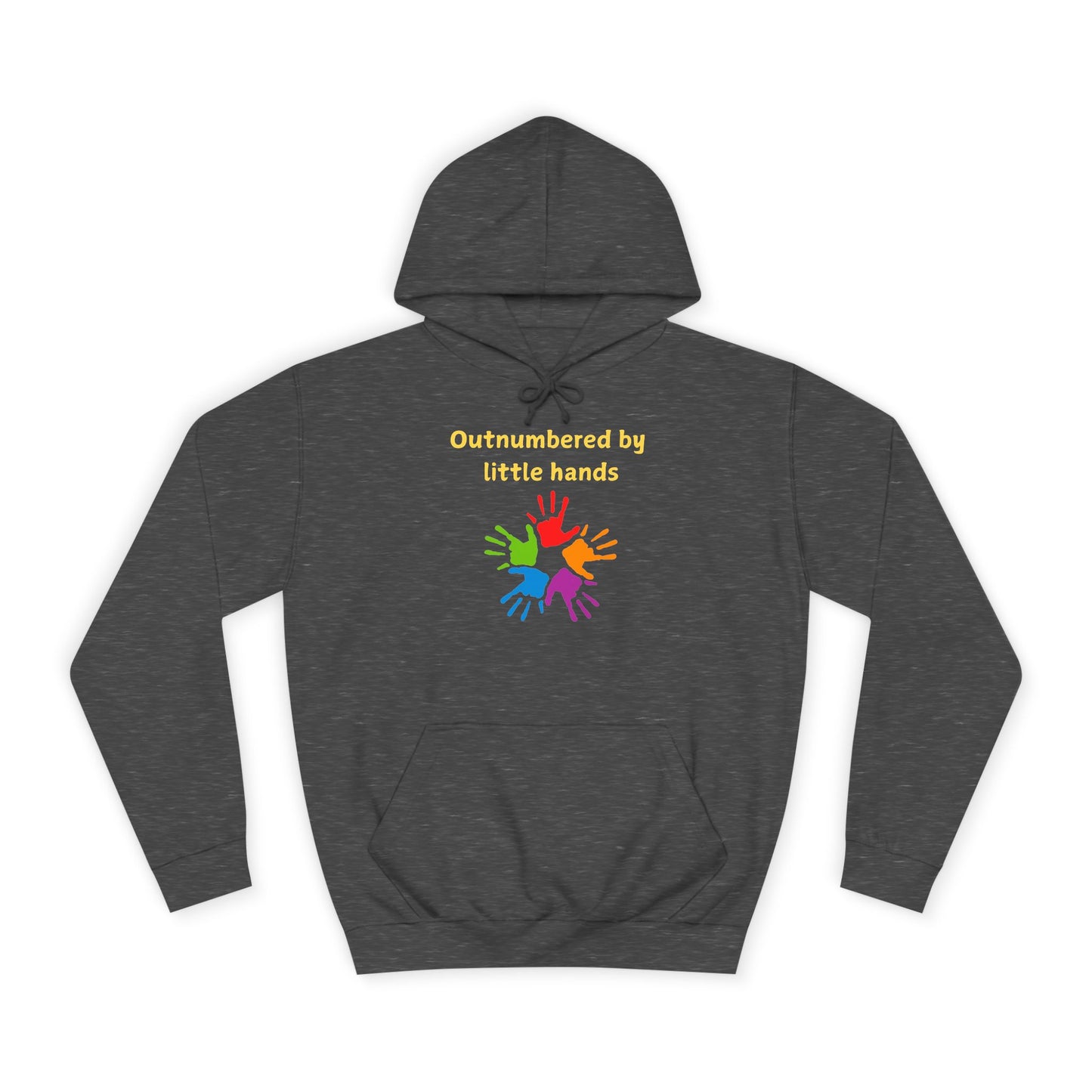 Hoodie — "Outnumbered by Little Hands" Colorful Kids' Handprint Family Pullover