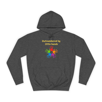 Hoodie — "Outnumbered by Little Hands" Colorful Kids' Handprint Family Pullover