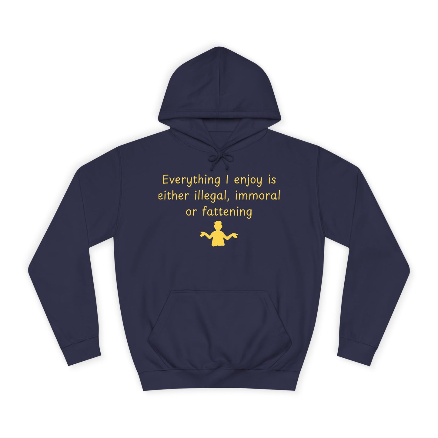 College Hoodie with Minimal Yellow Meditating Figure – Relaxed Campus Sweatshirt