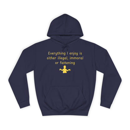 College Hoodie with Minimal Yellow Meditating Figure – Relaxed Campus Sweatshirt