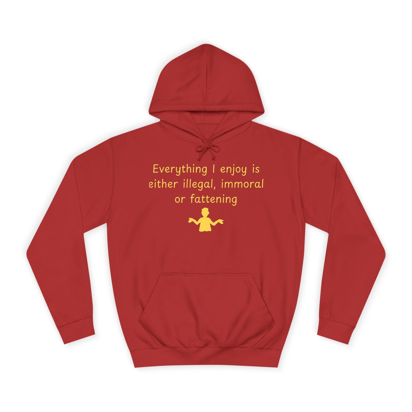 College Hoodie with Minimal Yellow Meditating Figure – Relaxed Campus Sweatshirt