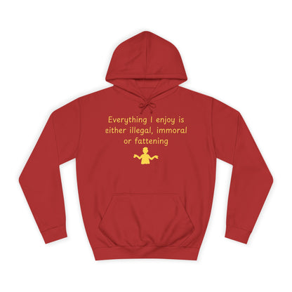 College Hoodie with Minimal Yellow Meditating Figure – Relaxed Campus Sweatshirt