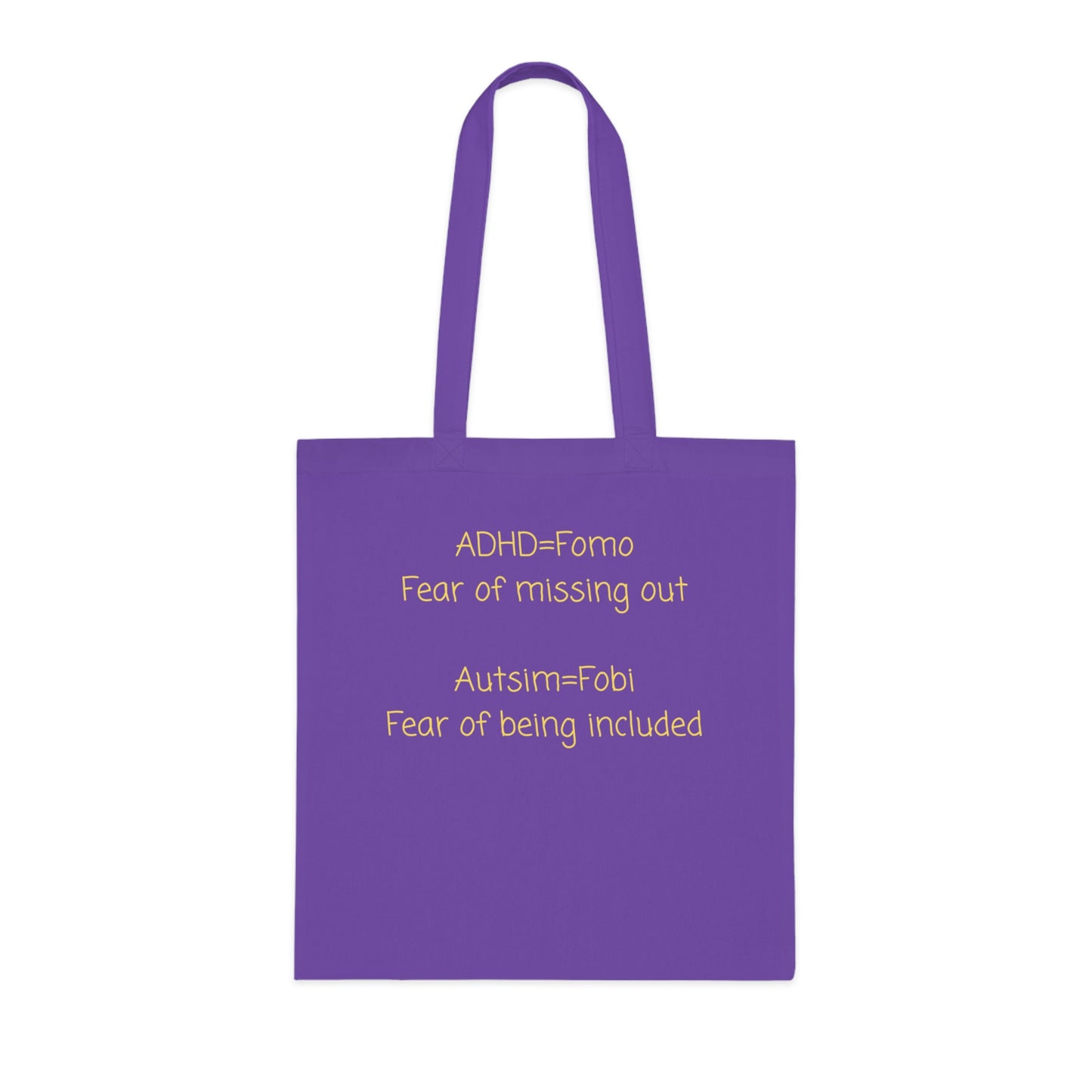 Autism & ADHD Tote Bag — “ADHD = Fomo, Autism = Fobi” Cotton Grocery Market Tote