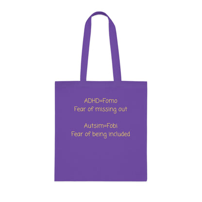 Autism & ADHD Tote Bag — “ADHD = Fomo, Autism = Fobi” Cotton Grocery Market Tote