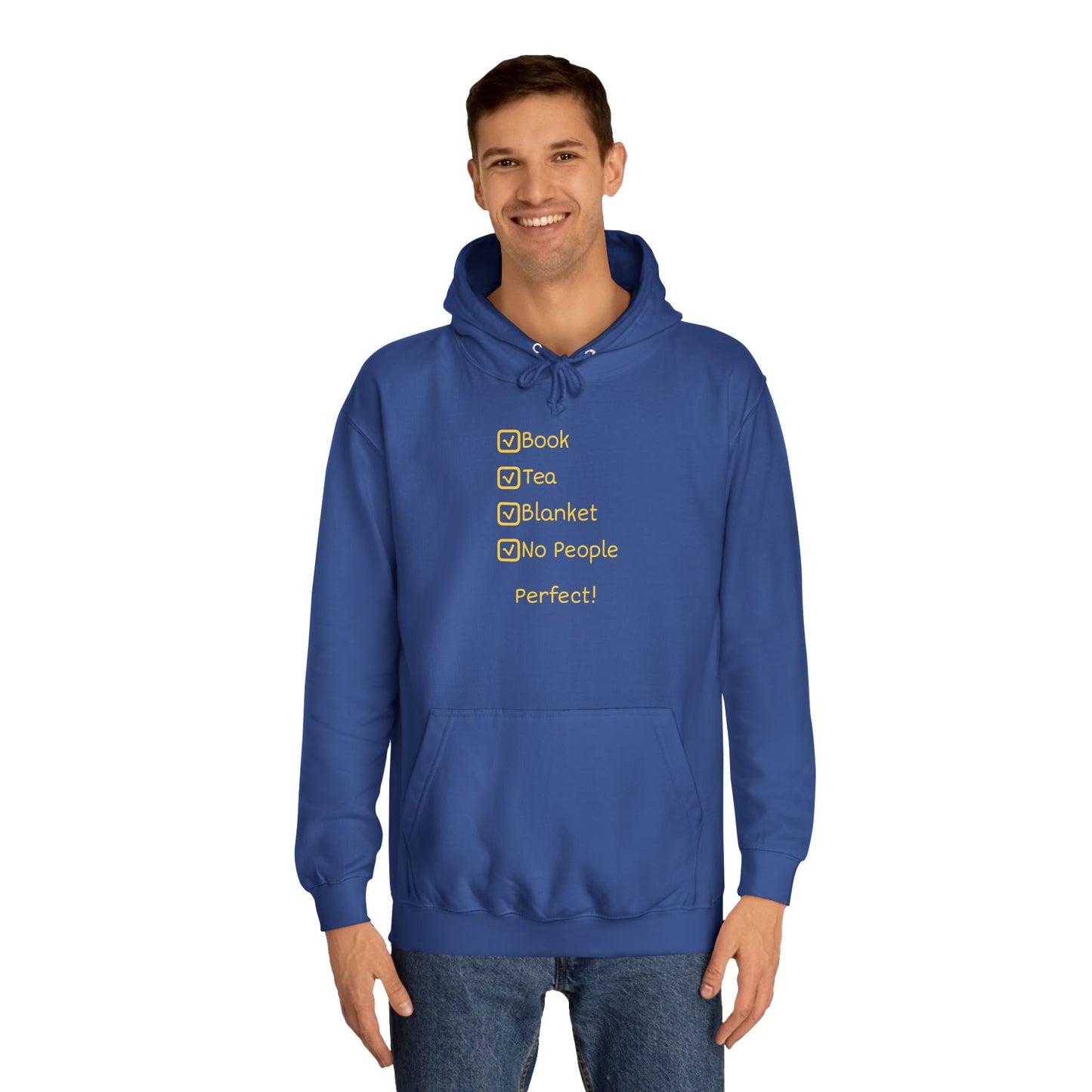 Hoodie — Checklist Design: Book, Tea, Blanket, No People – Cozy Introvert Gift
