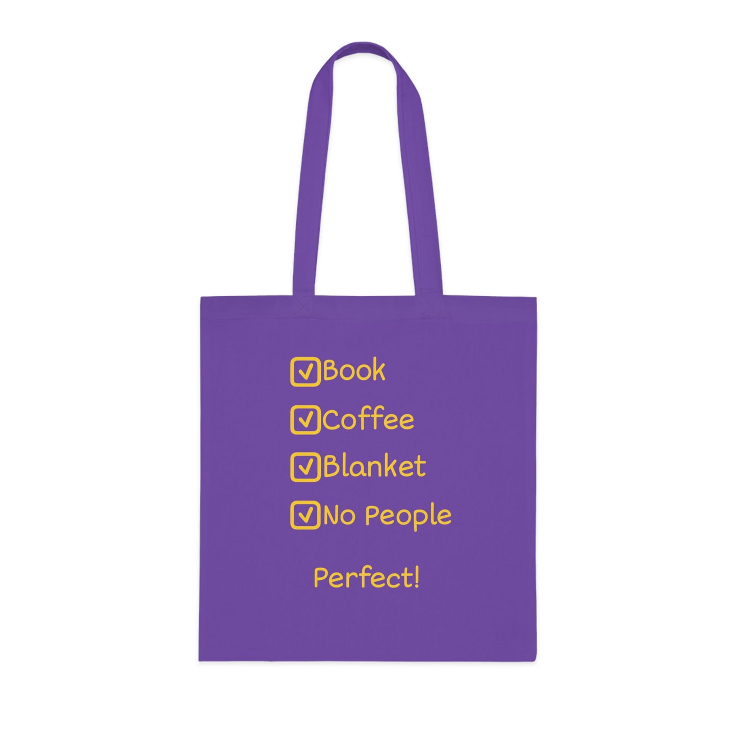 Tote Bag — ‘Book, Coffee, Blanket, No People’ Cozy Reading Tote