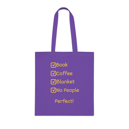 Tote Bag — ‘Book, Coffee, Blanket, No People’ Cozy Reading Tote