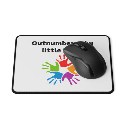Outnumbered By Little Hands Mouse Pad — Colorful Handprints Non-Slip Gaming/Desk Pad