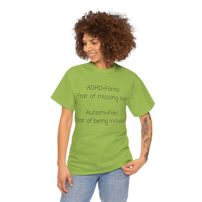 Autism & ADHD Awareness Tee — "ADHD = FOMO / Autism = Fobi" Cotton Shirt